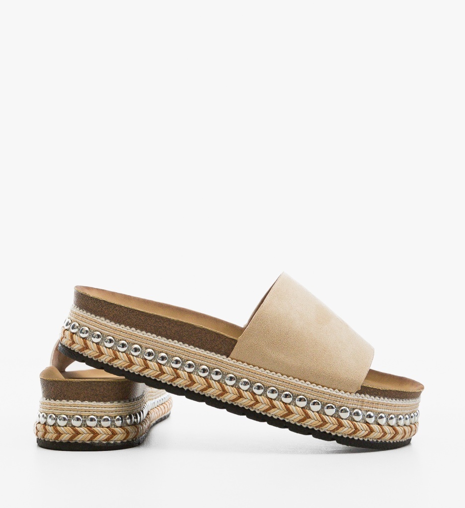 Papuci Dama Patyna Bej - Confort & Stil Casual - imagine 2