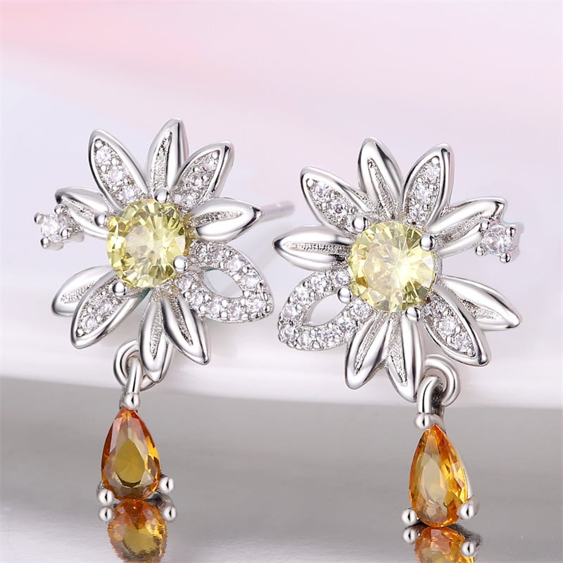 Cercei Delis Argint 925 Floare cu Rodiu - imagine 4