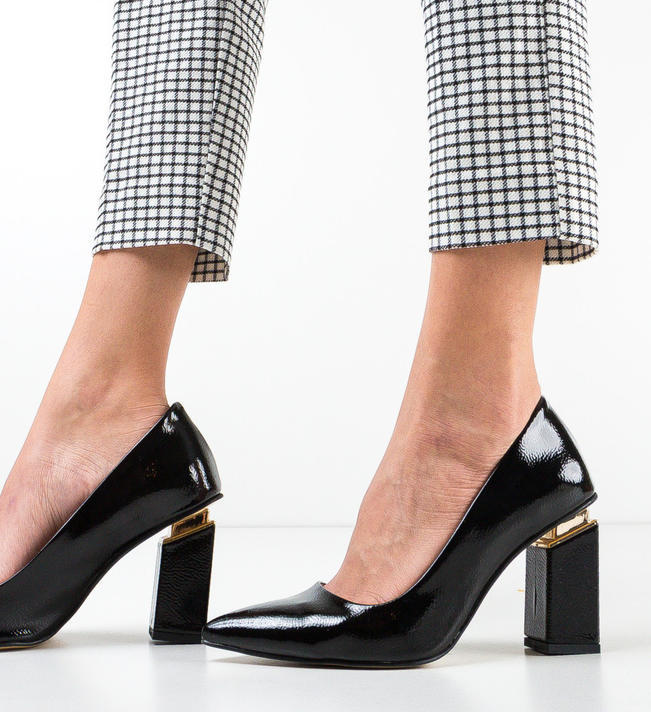 Pantofi Burjoa Negri Eleganți cu Toc - imagine 4