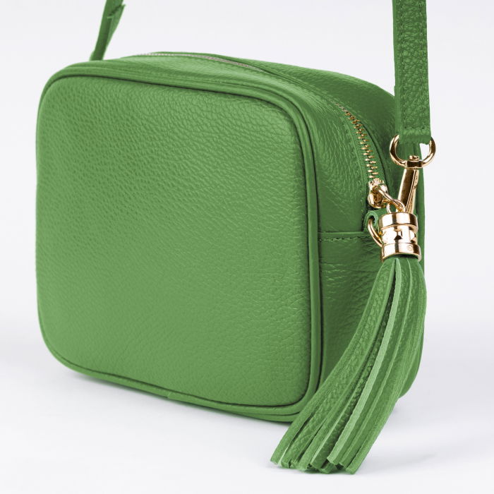 Geanta Crossbody Verde Oliv Shopika - Piele Naturală
