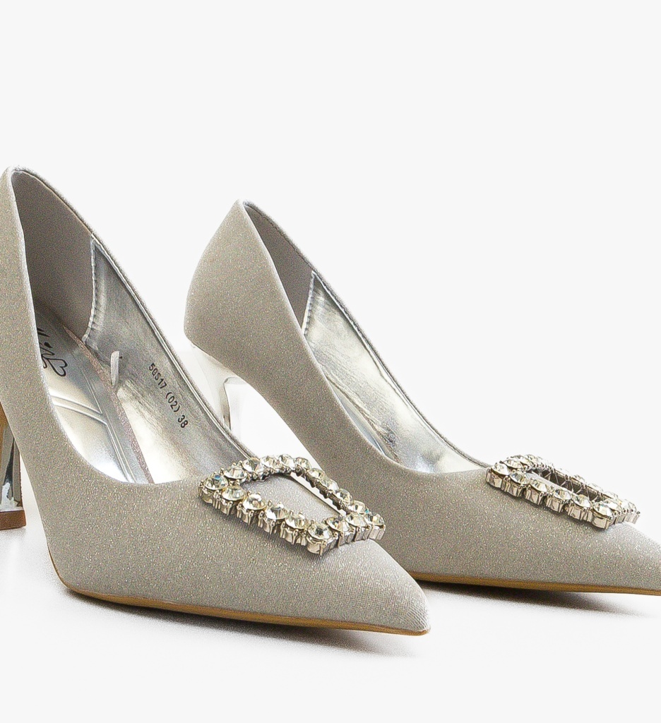 Pantofi Dama Galeo Argintii Eleganți - imagine 3