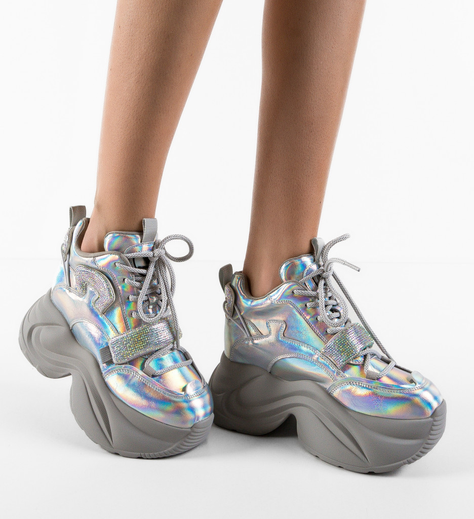 Sneakers Dama Bogota Argintii | Confort & Stil - imagine 4