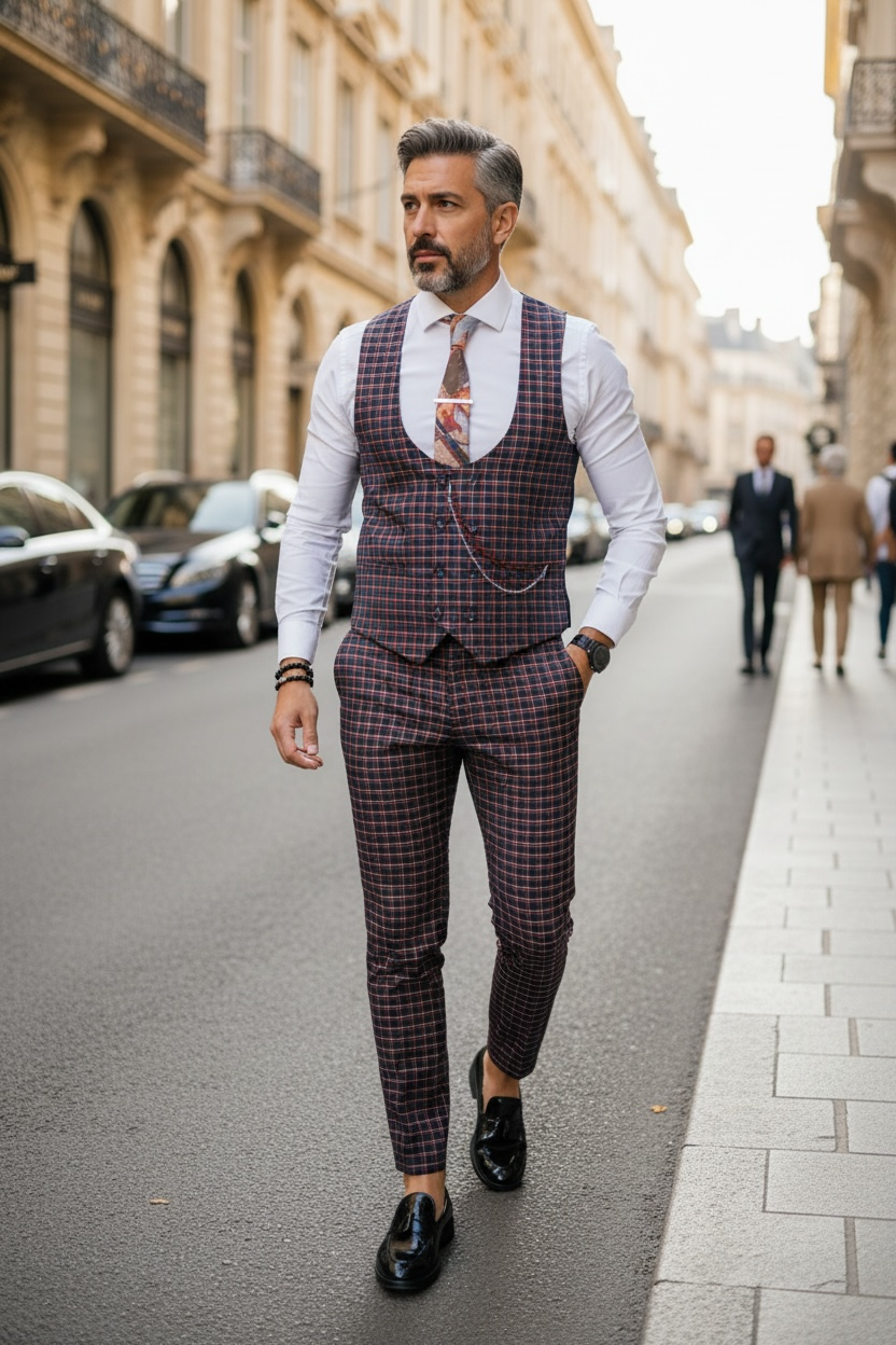 Compleu Barbati Vesta + Pantaloni Slim Fit - imagine 2