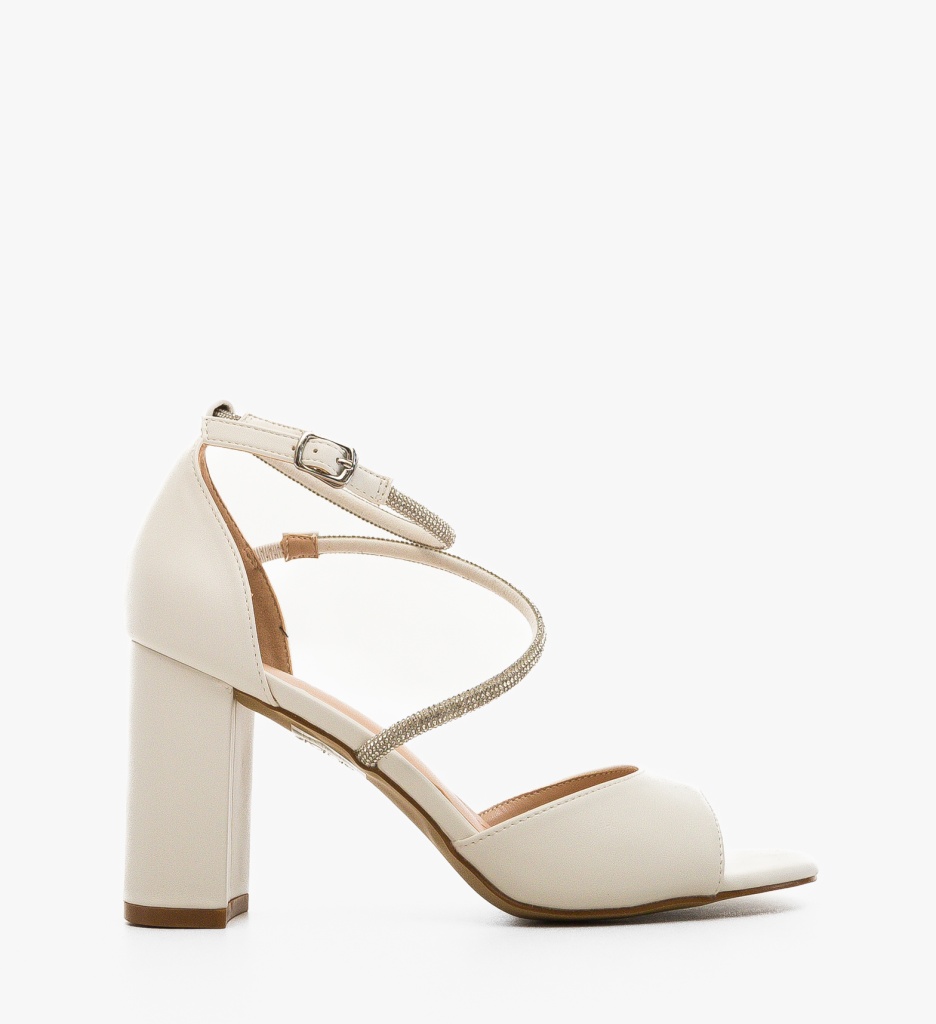 Sandale Barfa Albe Elegante cu Toc - imagine 2