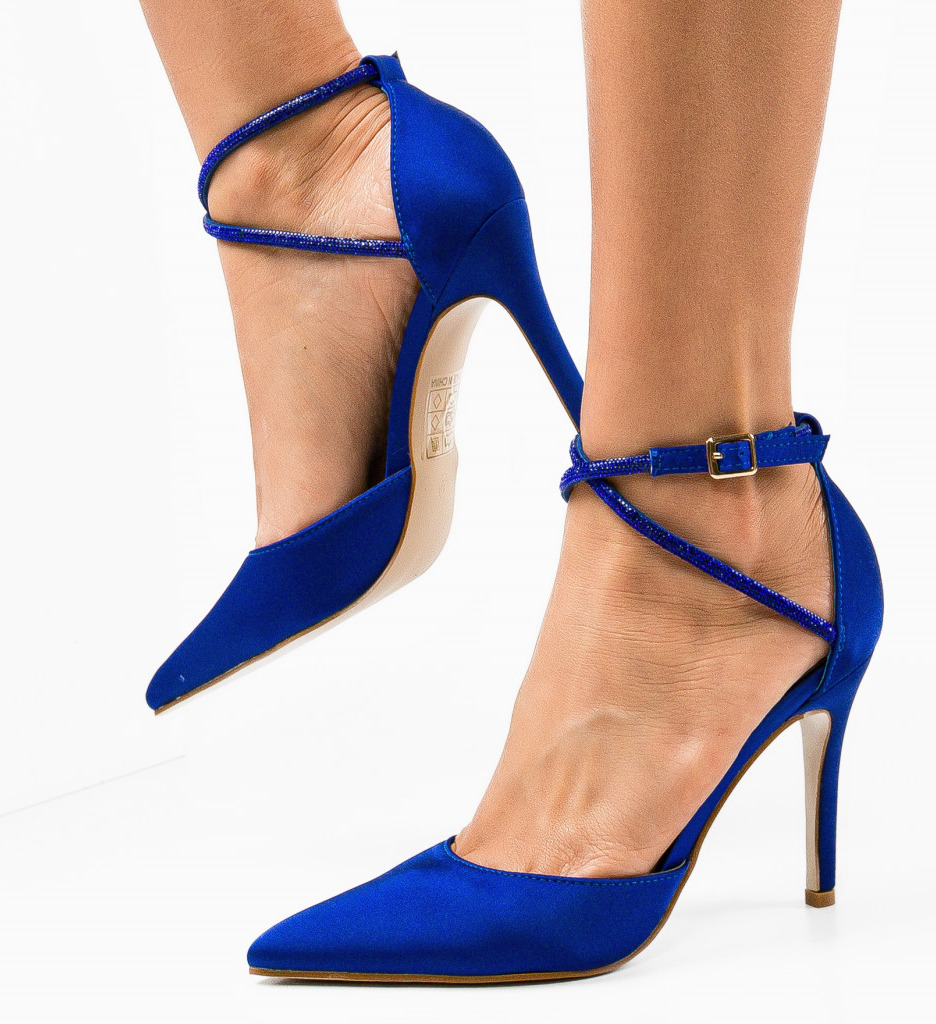 Pantofi dama Aidan Albastri 2 cu toc eleganți - imagine 2