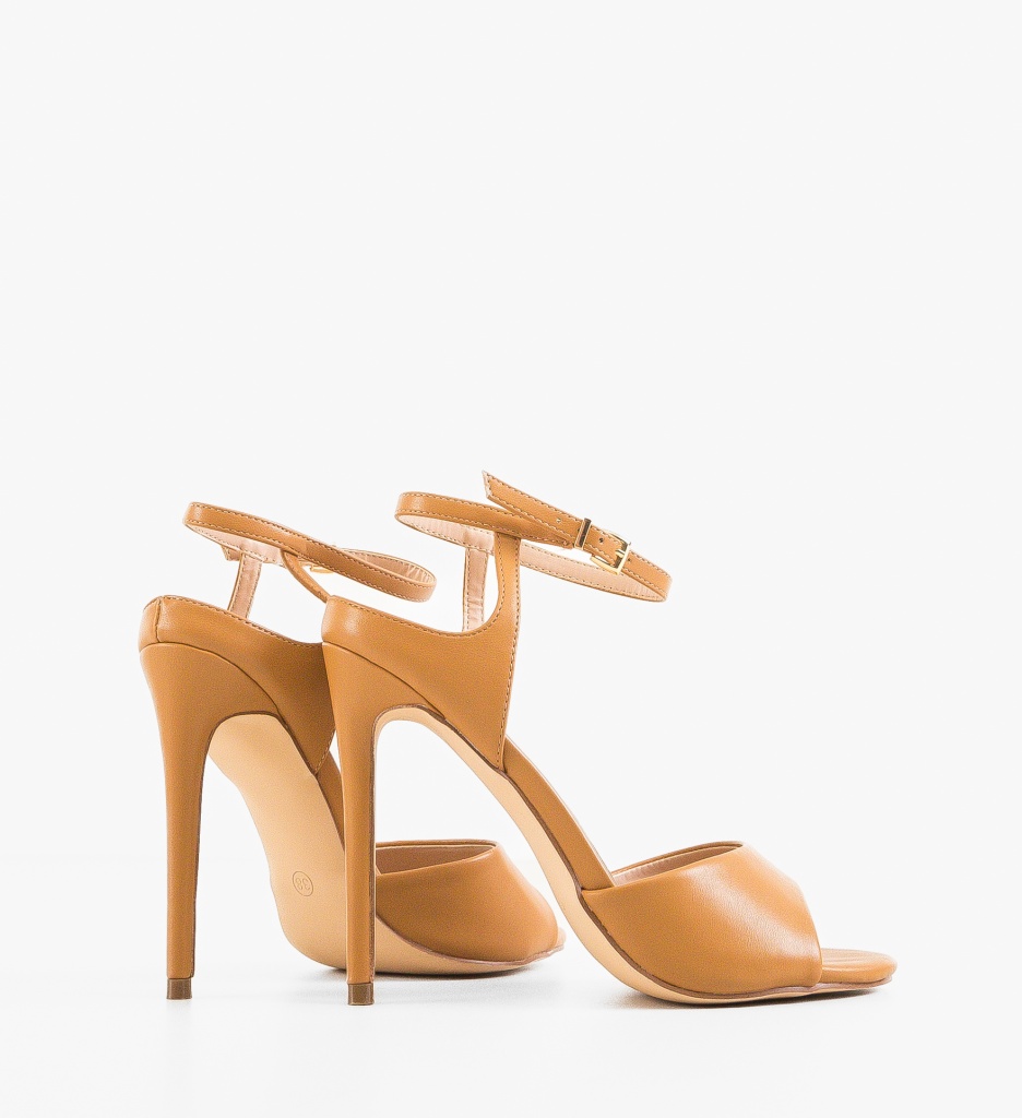 Sandale cu Toc Lannuz Camel | Eleganță și Stil - imagine 3