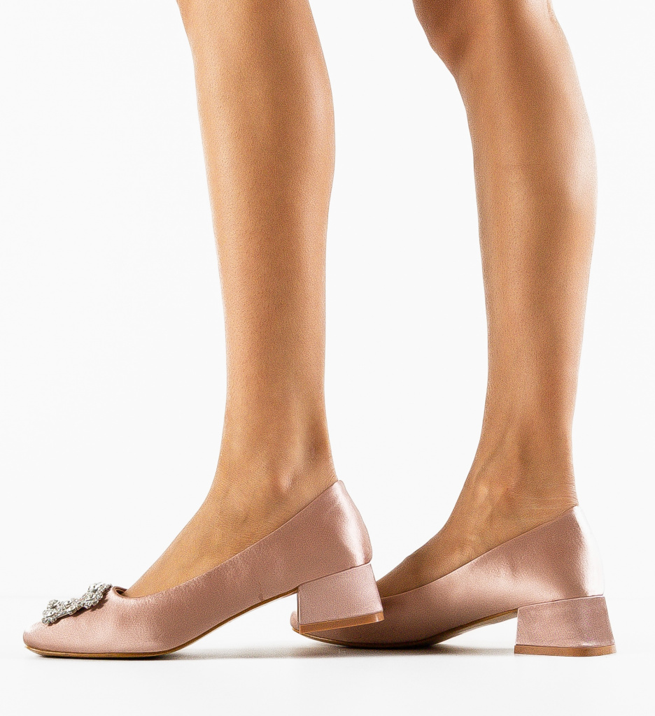 Pantofi Collins Roz Eleganți cu Toc - Stil Feminin - imagine 3