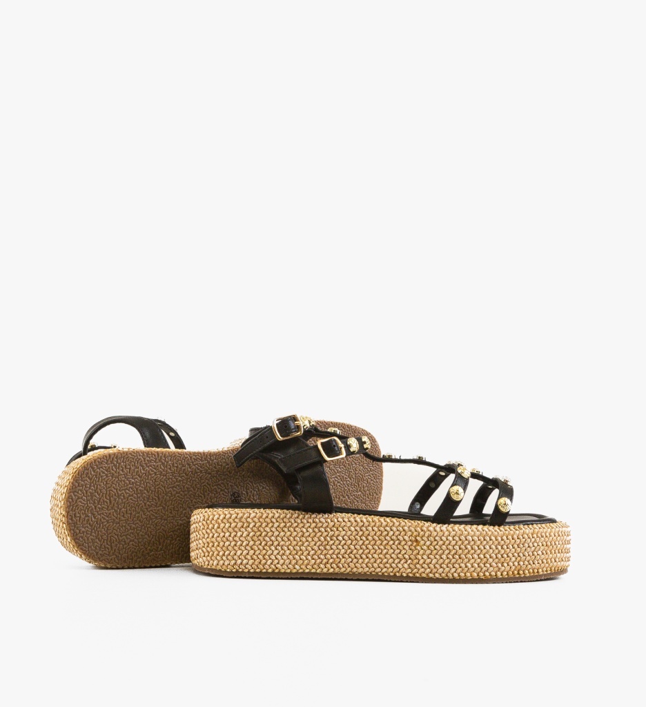 Sandale Straw Negre | Eleganță Naturală pentru Vară - imagine 5