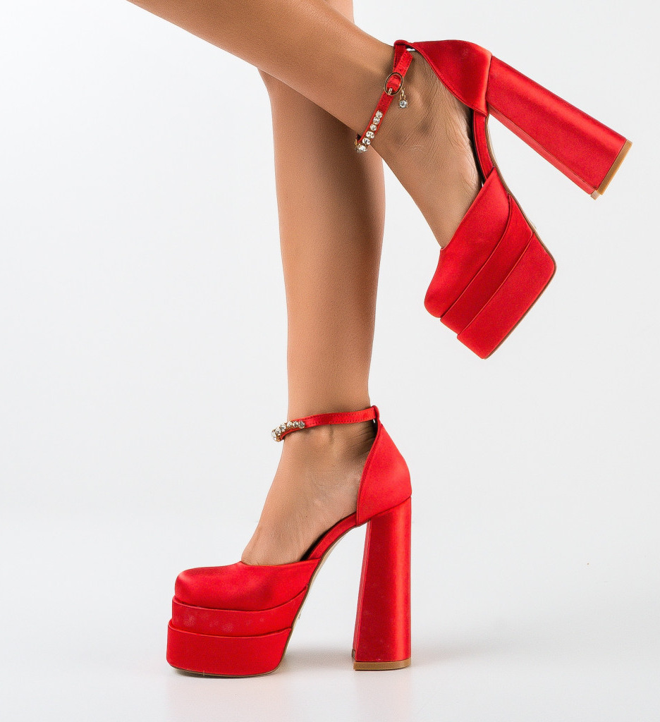 Pantofi Dama Iman Rosii cu Toc Eleganți - imagine 4