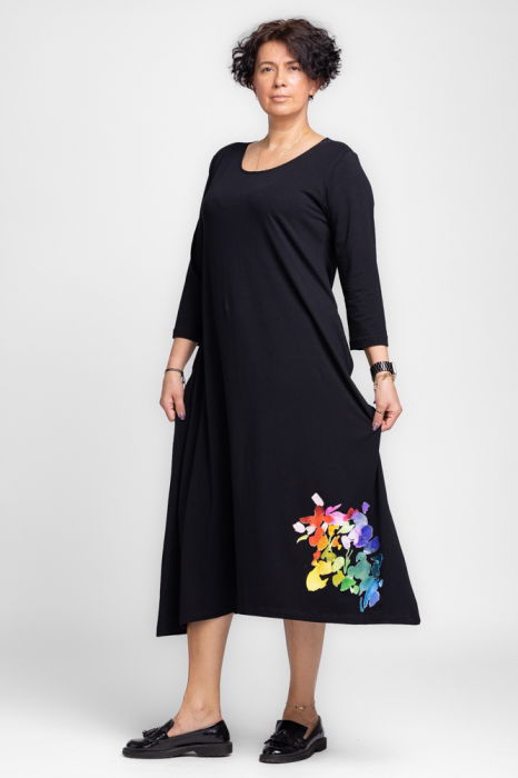 Rochie Neagra Pierino A-Line Bumbac | Eleganta
