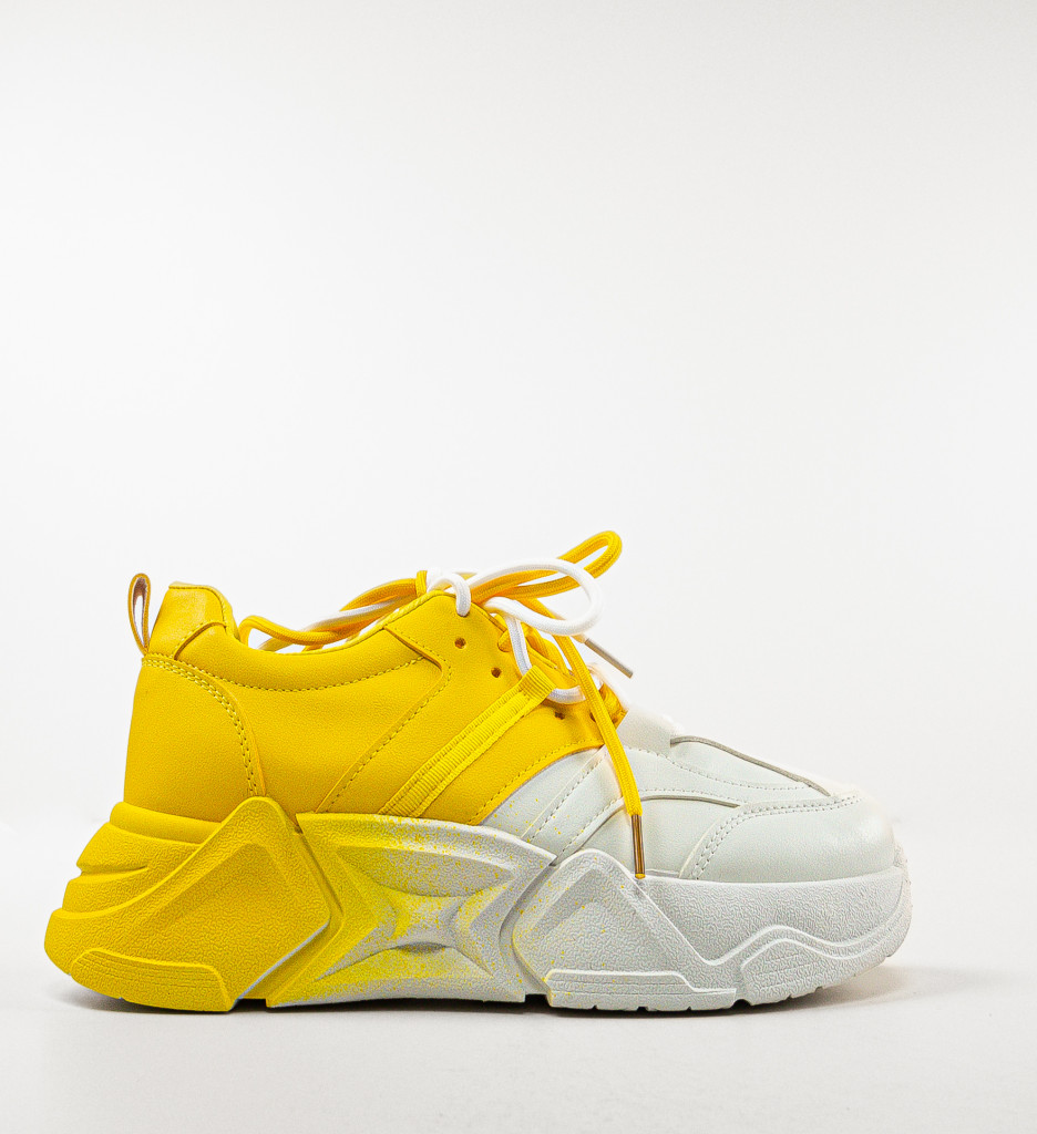 Sneakers Dama Double Galbeni Confort și Stil - imagine 4