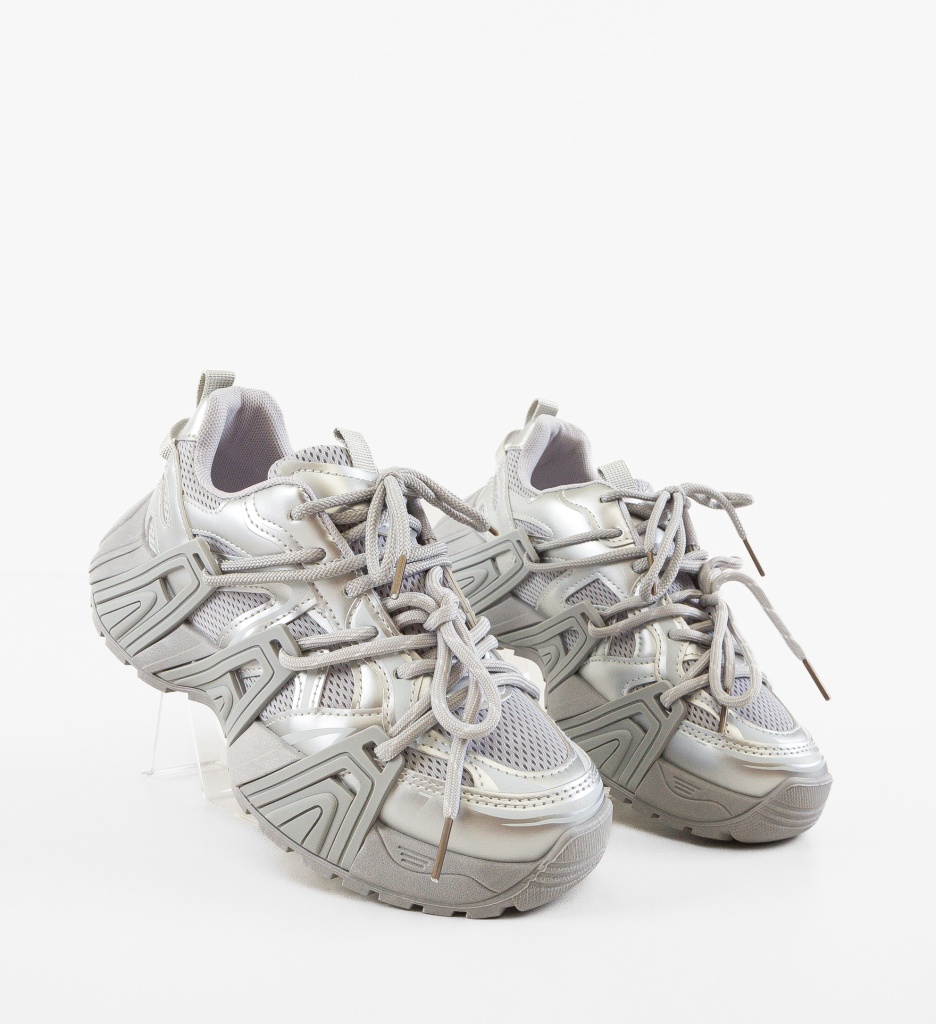 Sneakers Dama Joao Argintii | Stil Urban - imagine 5