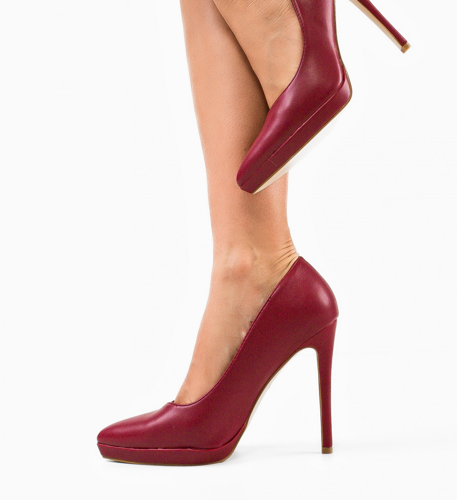 Pantofi Dama Grena cu Toc Eleganți - imagine 3