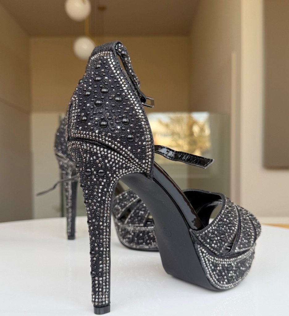 Sandale cu toc Tarth Negre | Eleganță și Stil - imagine 2