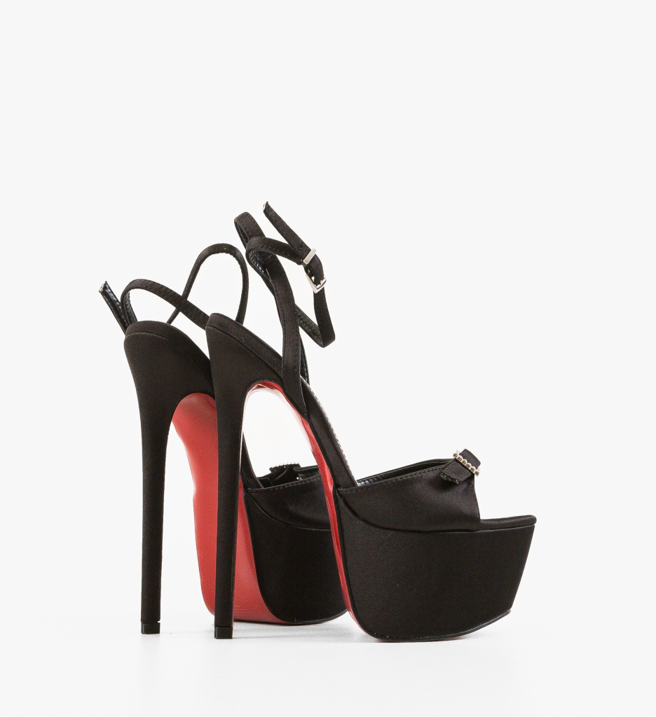 Sandale Glintor Negre cu Toc Elegante - imagine 6