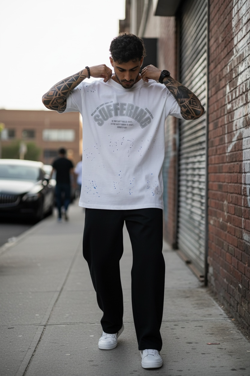 Tricou Barbati Alb Premium Oversize Y188