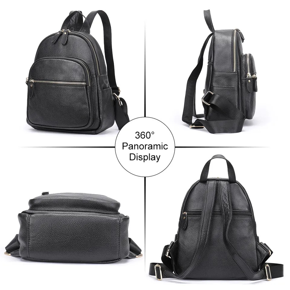 Rucsac dama piele naturala Delis Abana GT2005, Negru - imagine 4