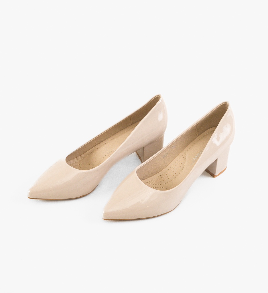Pantofi Rose Bej cu Toc Eleganți - imagine 5