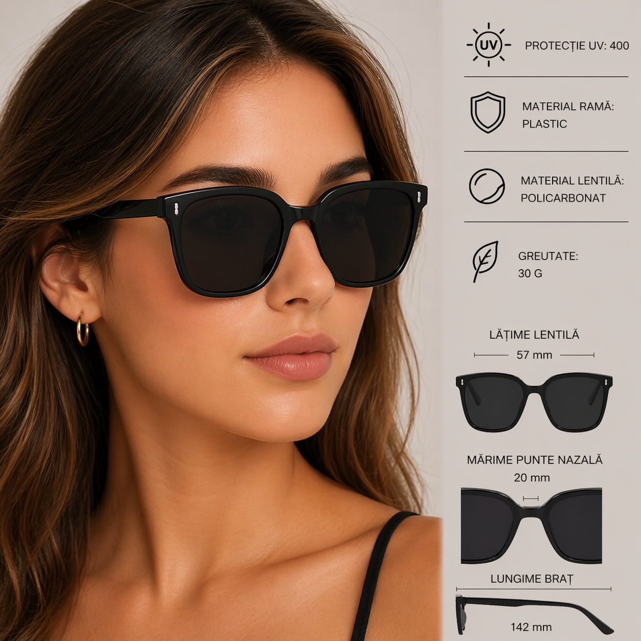 Ochelari Picadili UV400 Negru Femei - imagine 4