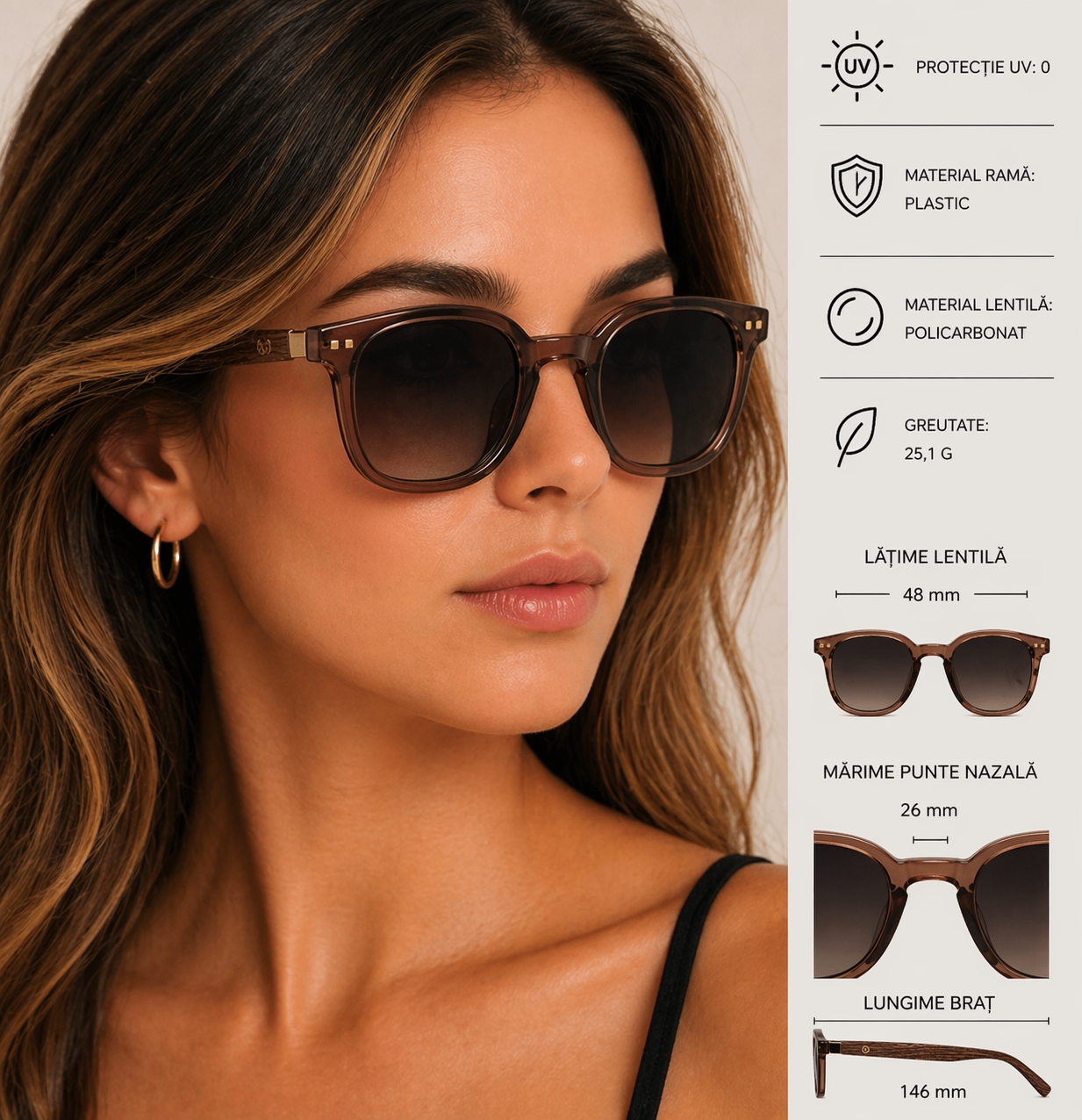 Ochelari de Soare Picadili SG123 Maro - imagine 2