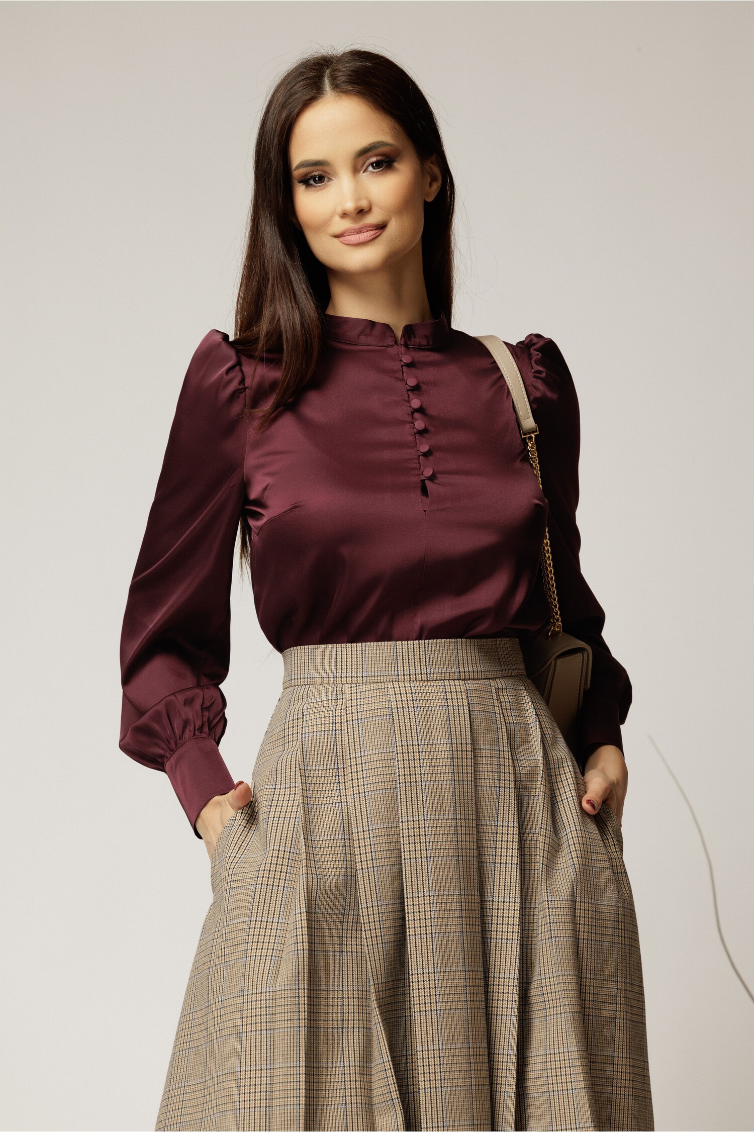 Cămașă Satin Bordo DY Fashion - Eleganță și Stil