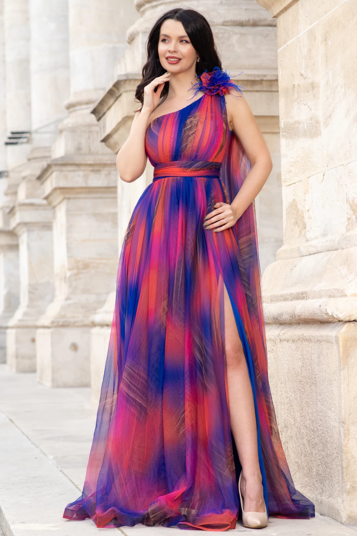 Rochie Josephine Royal cu Imprimeu Artistic - imagine 1