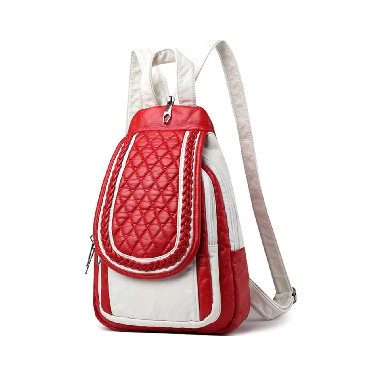 Rucsac Dama Picadili Rilena - Design Elegant Rosu/Alb