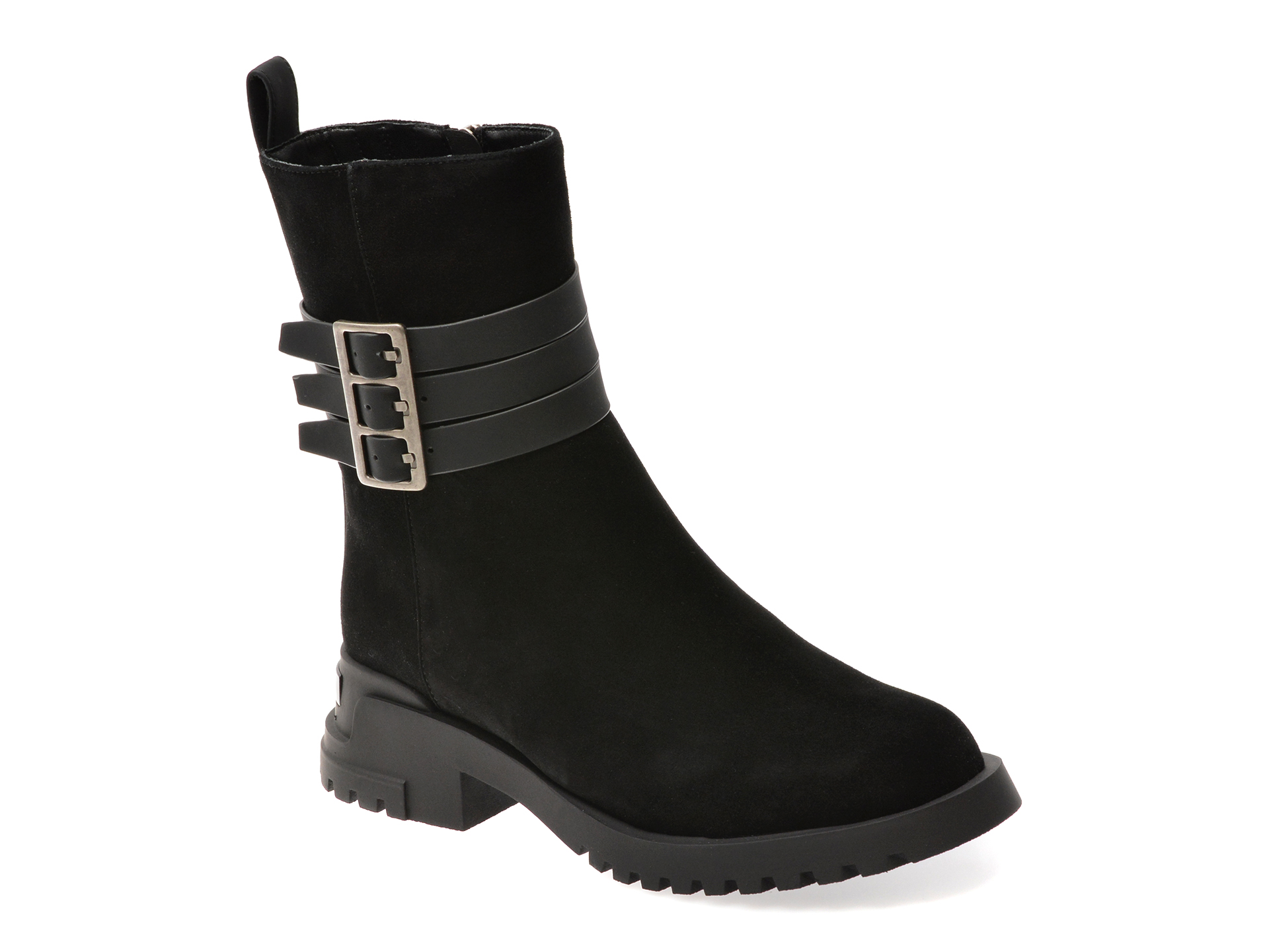 Ghete Epica Negre | Eleganță în Piele Întoarsă