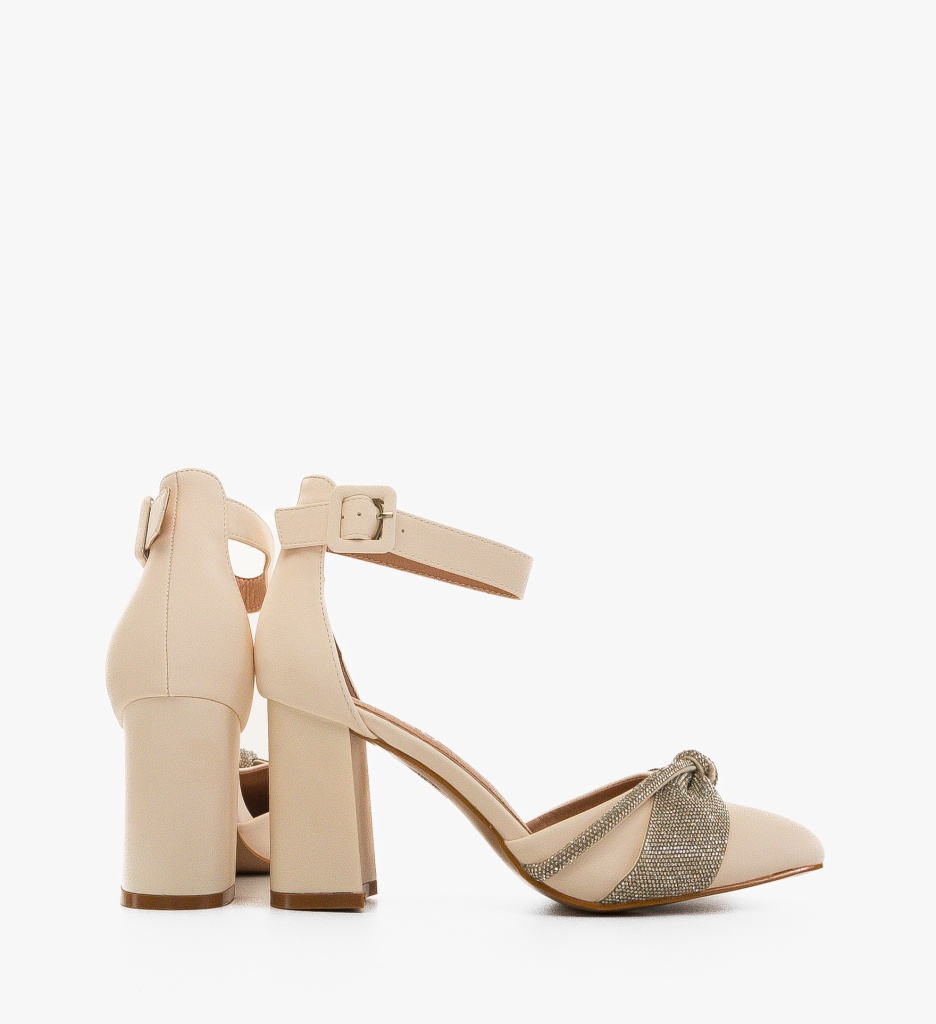 Pantofi Cochra Bej cu Toc Eleganți - imagine 4