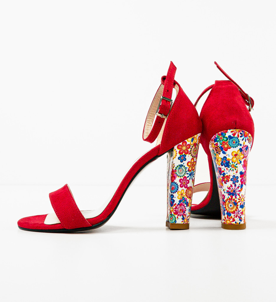 Sandale Dama Florys Rosii cu Toc Elegante - imagine 7