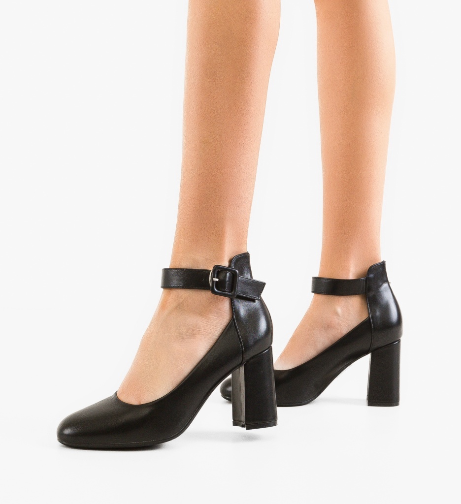 Pantofi Kas Negri Eleganți cu Toc - imagine 3