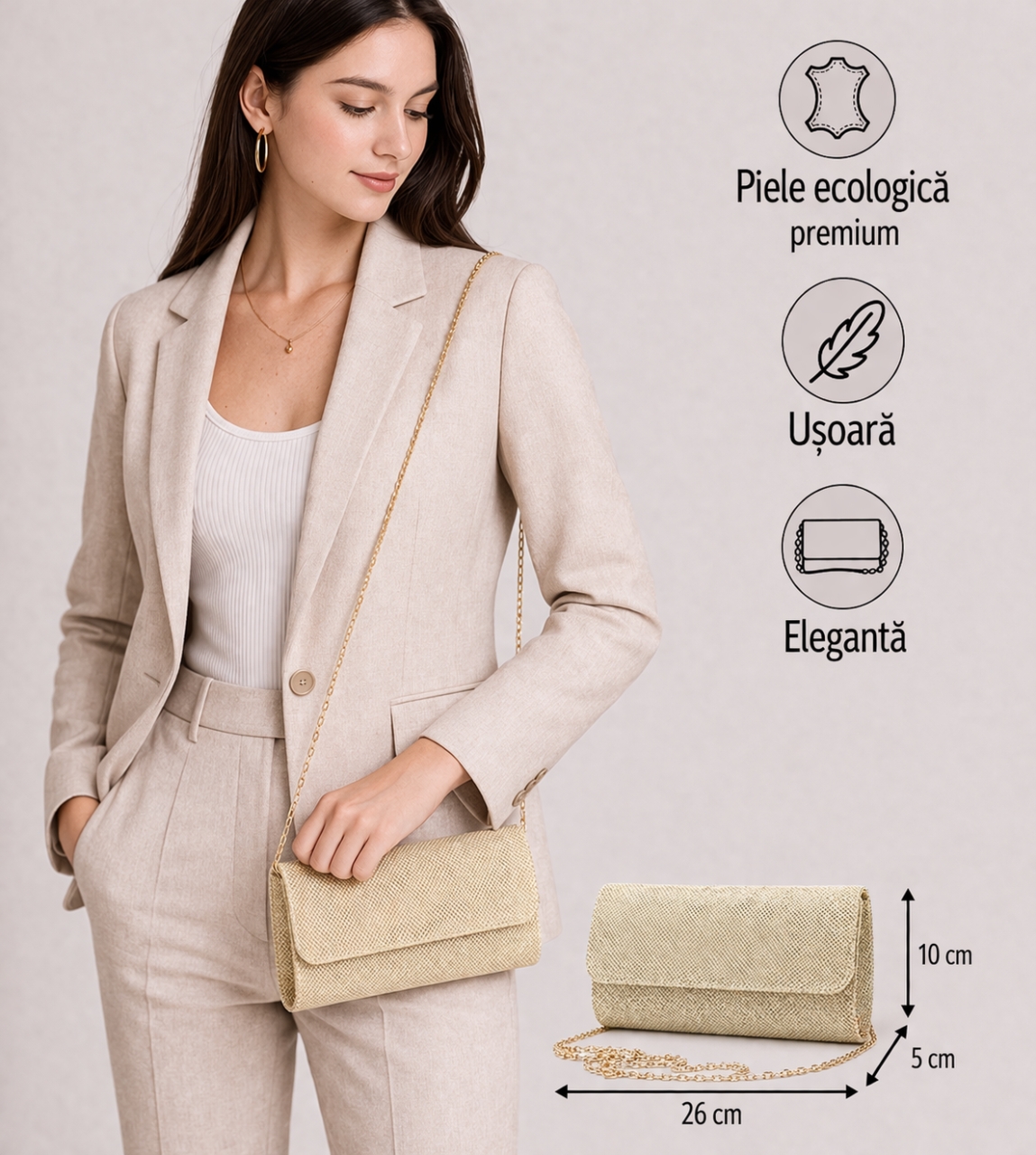 Geanta Ocazie Auriu Marigold GT2472 Delis - imagine 2