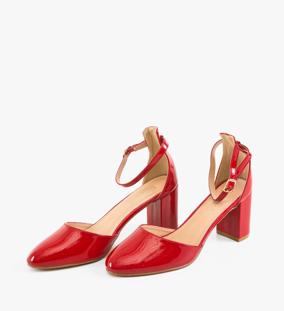 Pantofi Dama Peppre Rosii cu Toc Eleganți - imagine 3