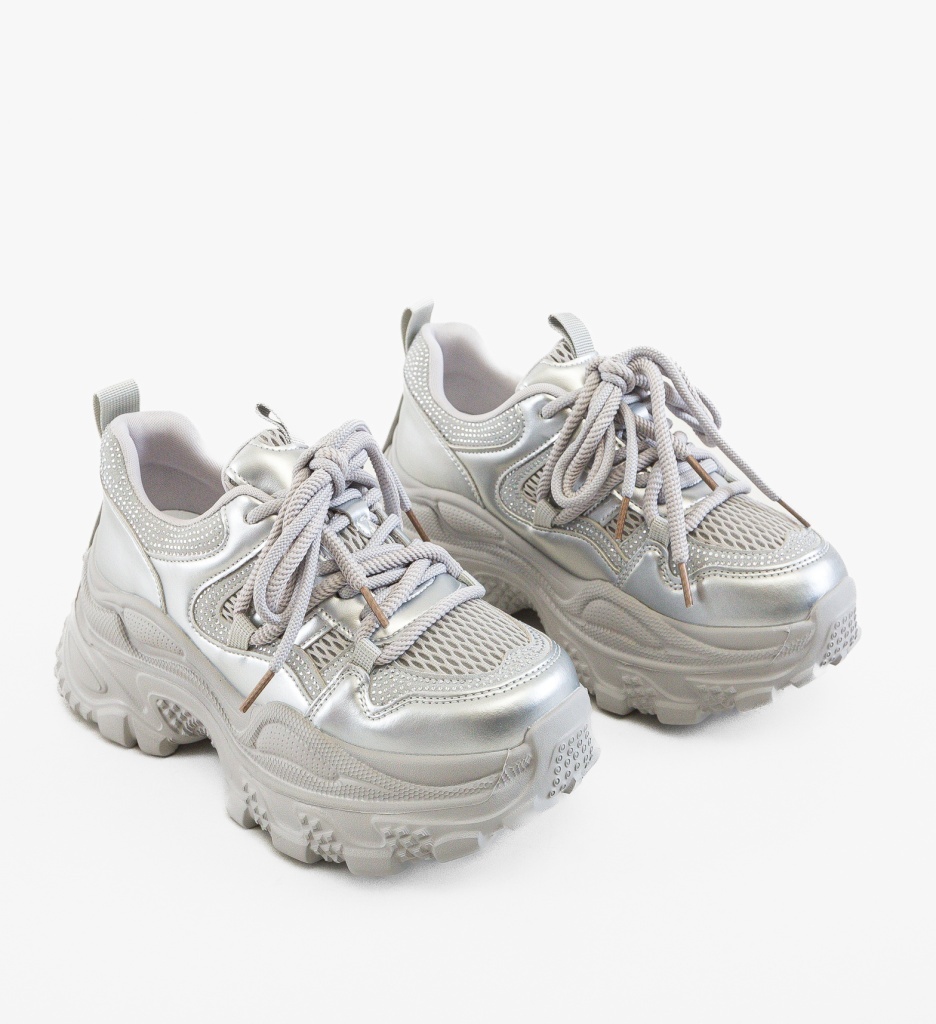Sneakers Dama Yera Argintii Sport & Eleganta - imagine 4