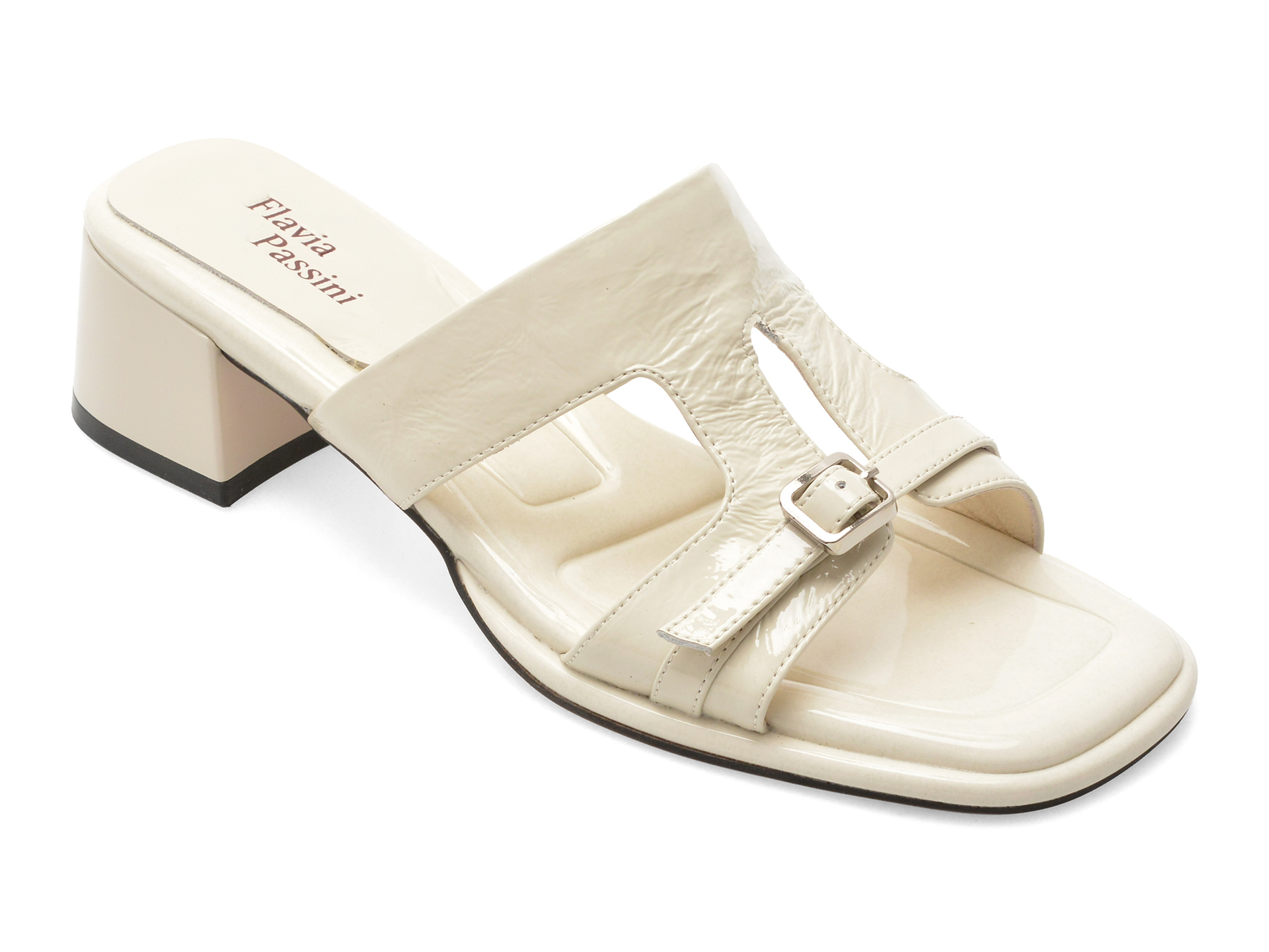 Papuci Flavia Passini L622, Piele Lacuită Albă