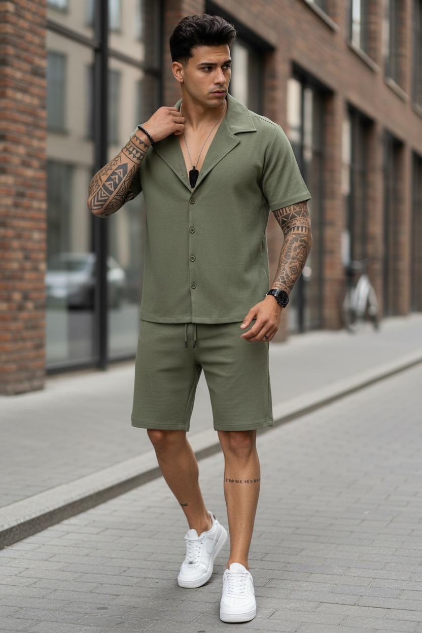 Compleu Vară Bumbac Cămăși + Pantaloni Kaki