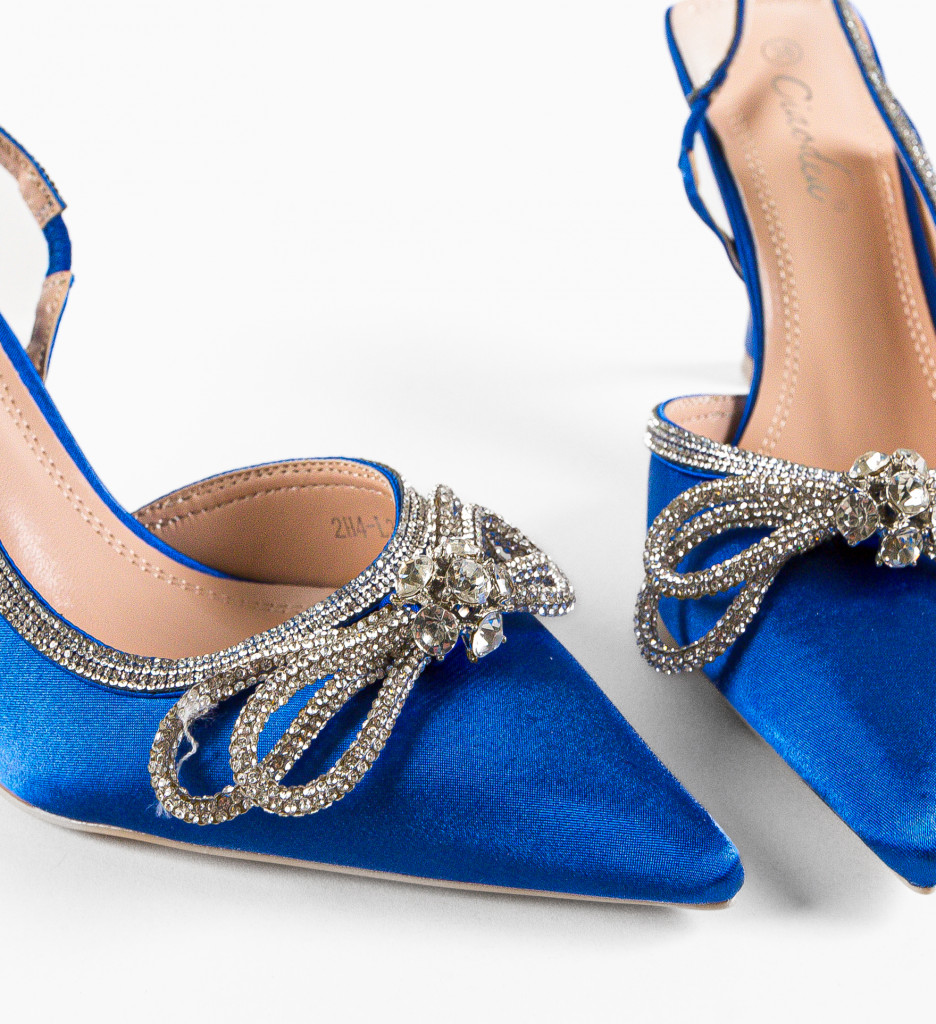 Pantofi Dama Maish Albastri cu Toc Elegant - imagine 7