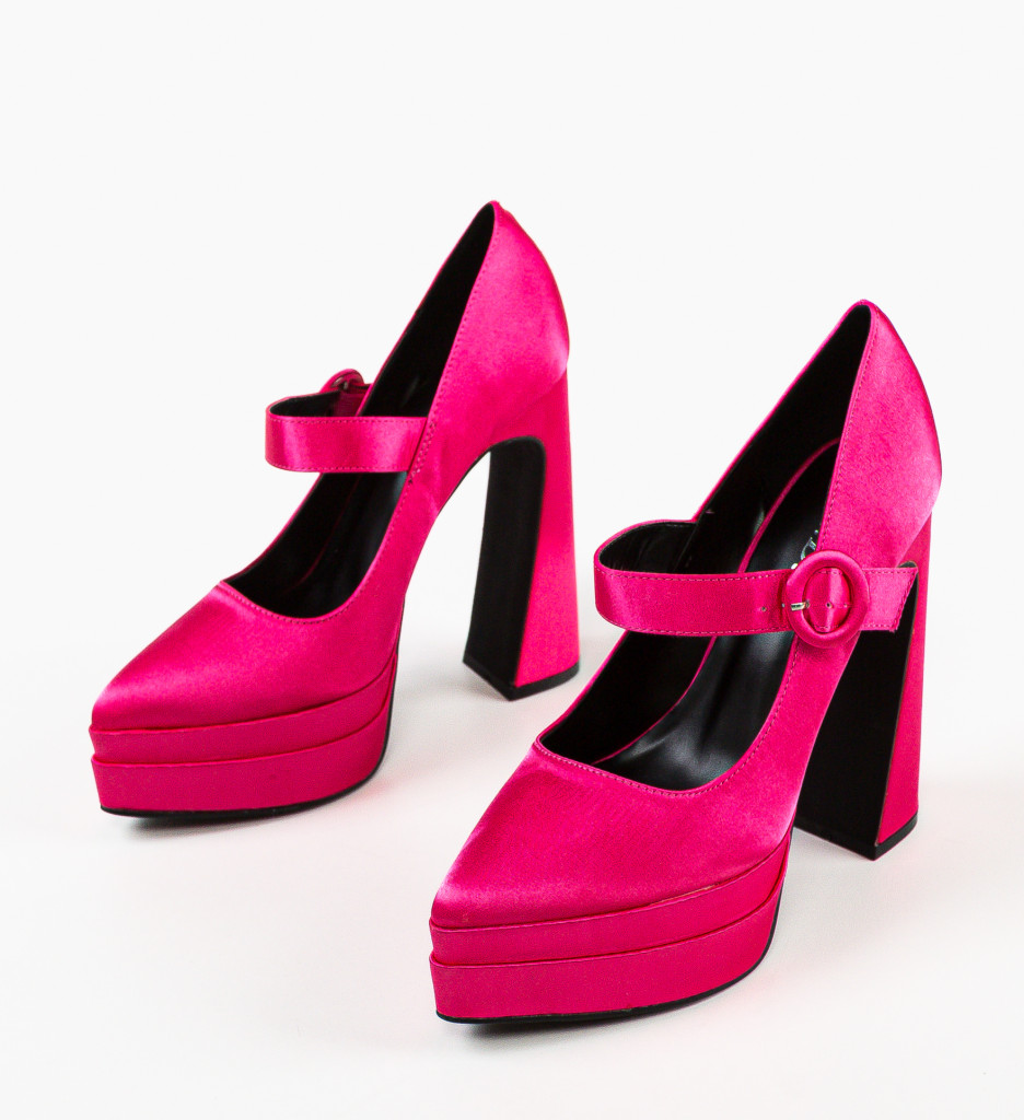 Pantofi Dama Fobol Fuchsia cu Toc Eleganți - imagine 4