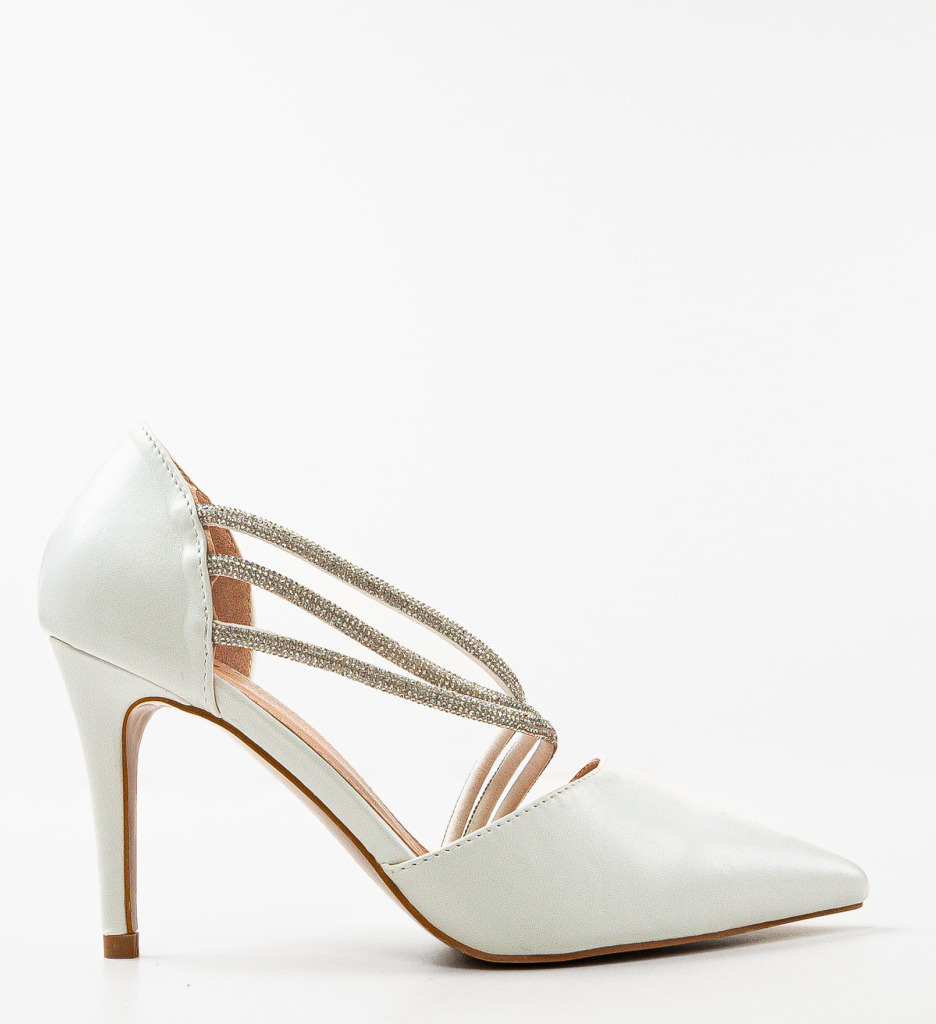 Pantofi Pratima Albi | Toc Elegant și Confort - imagine 4