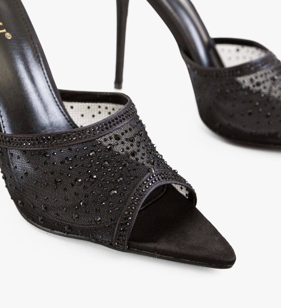 Șaboti Dama Muandy Negri cu Toc Eleganți - imagine 3