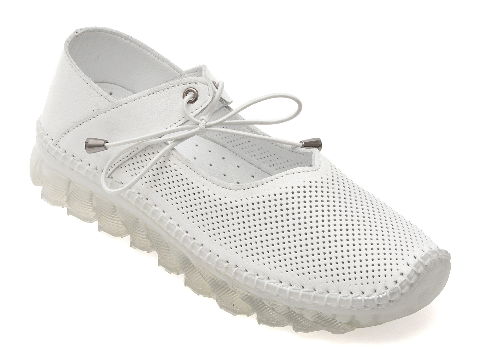 Pantofi Flavia Passini Albi, Piele Naturală