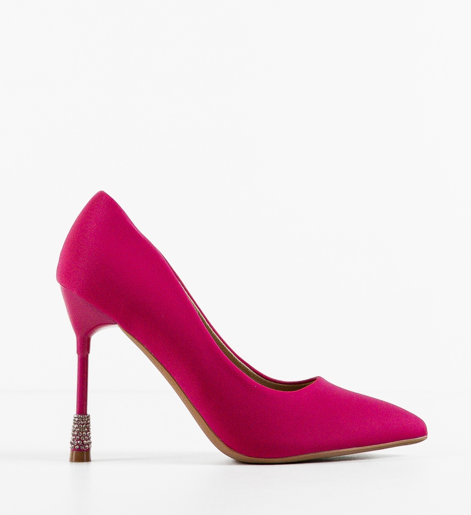 Pantofi Karun Fuchsia Eleganți cu Toc - imagine 5