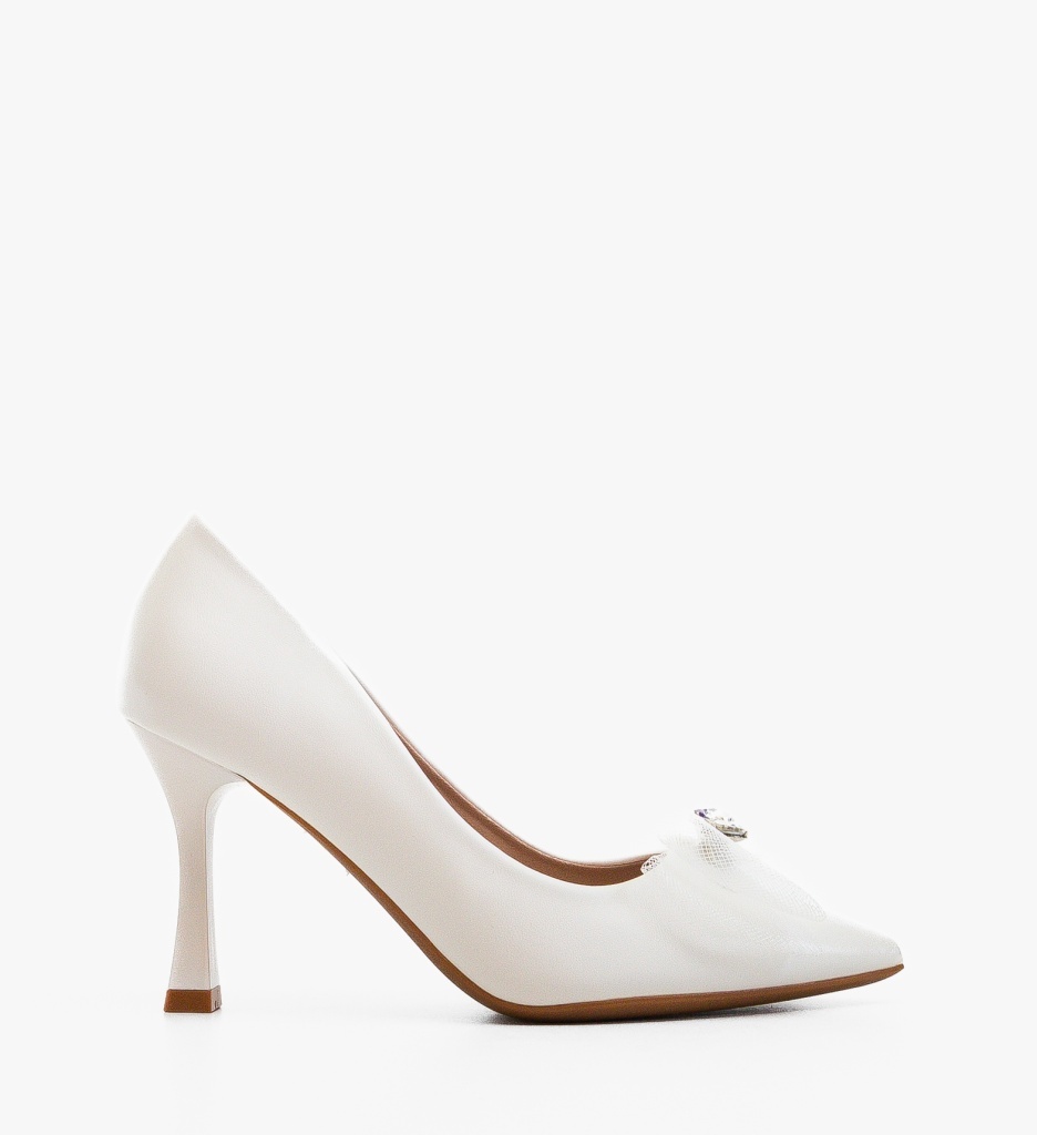 Pantofi Stiletto Dama Liama Albi Eleganți - imagine 4