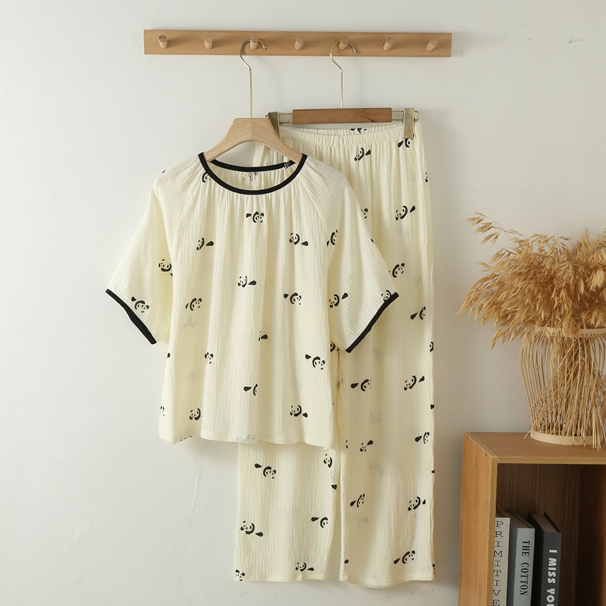 Pijama dama Panda Mood 2 piese bumbac, Delis PJ025 Bej