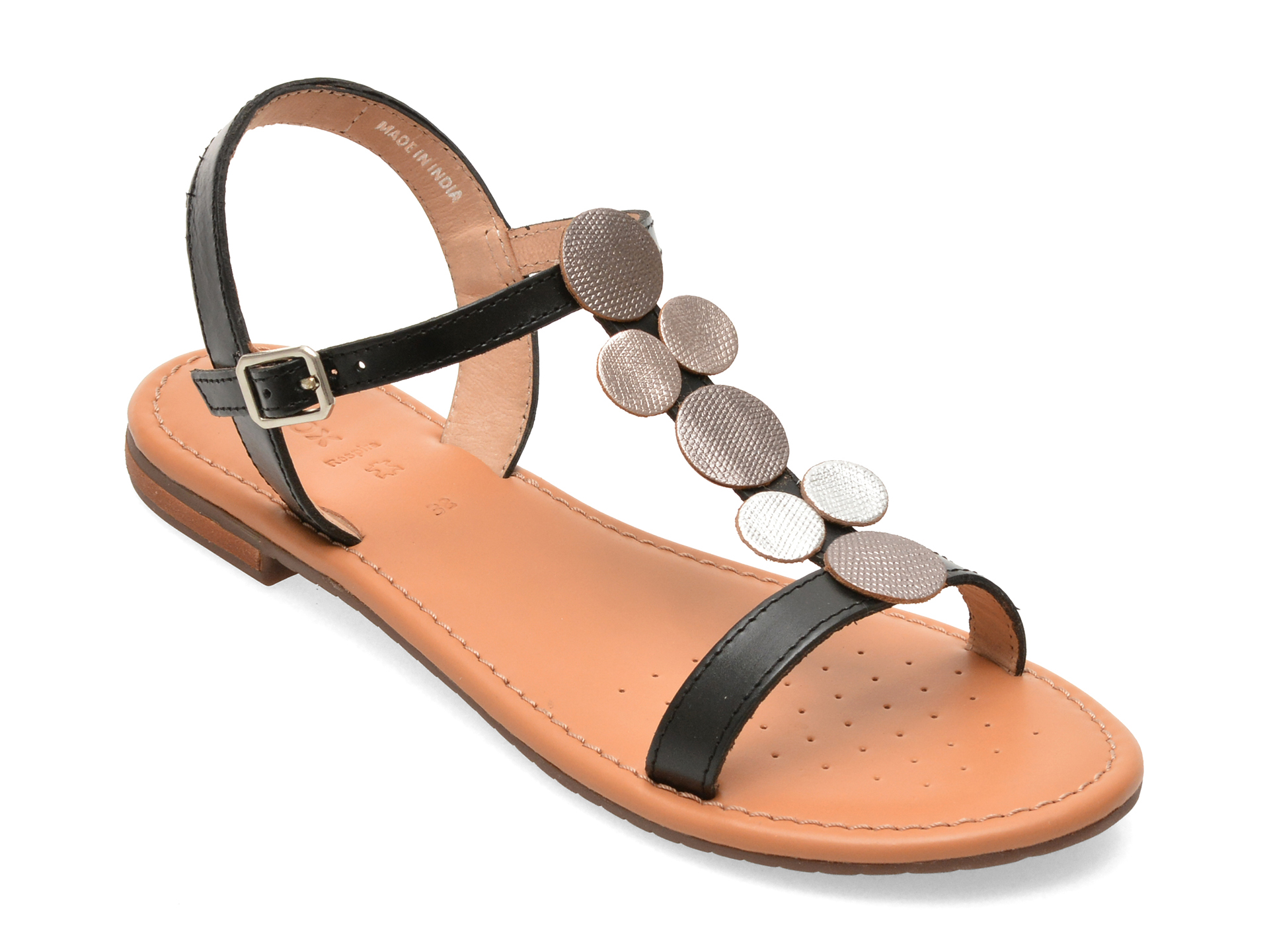 Sandale GEOX Negre D65LXE Piele Naturală Confort