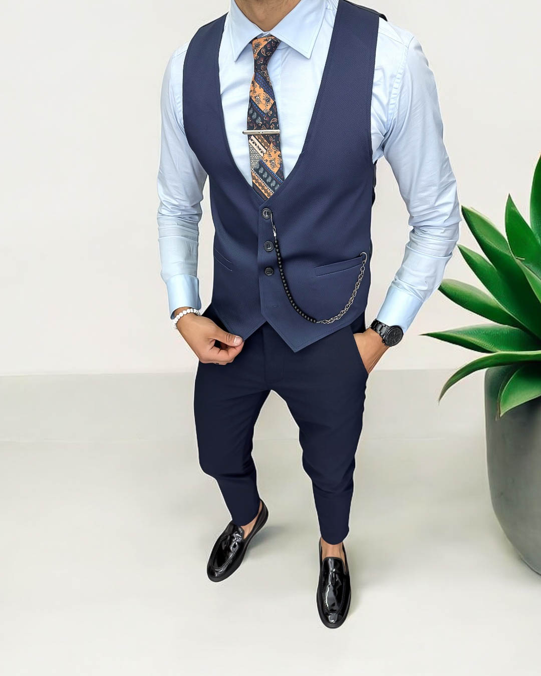 Compleu Barbati Vesta + Pantaloni Elegant