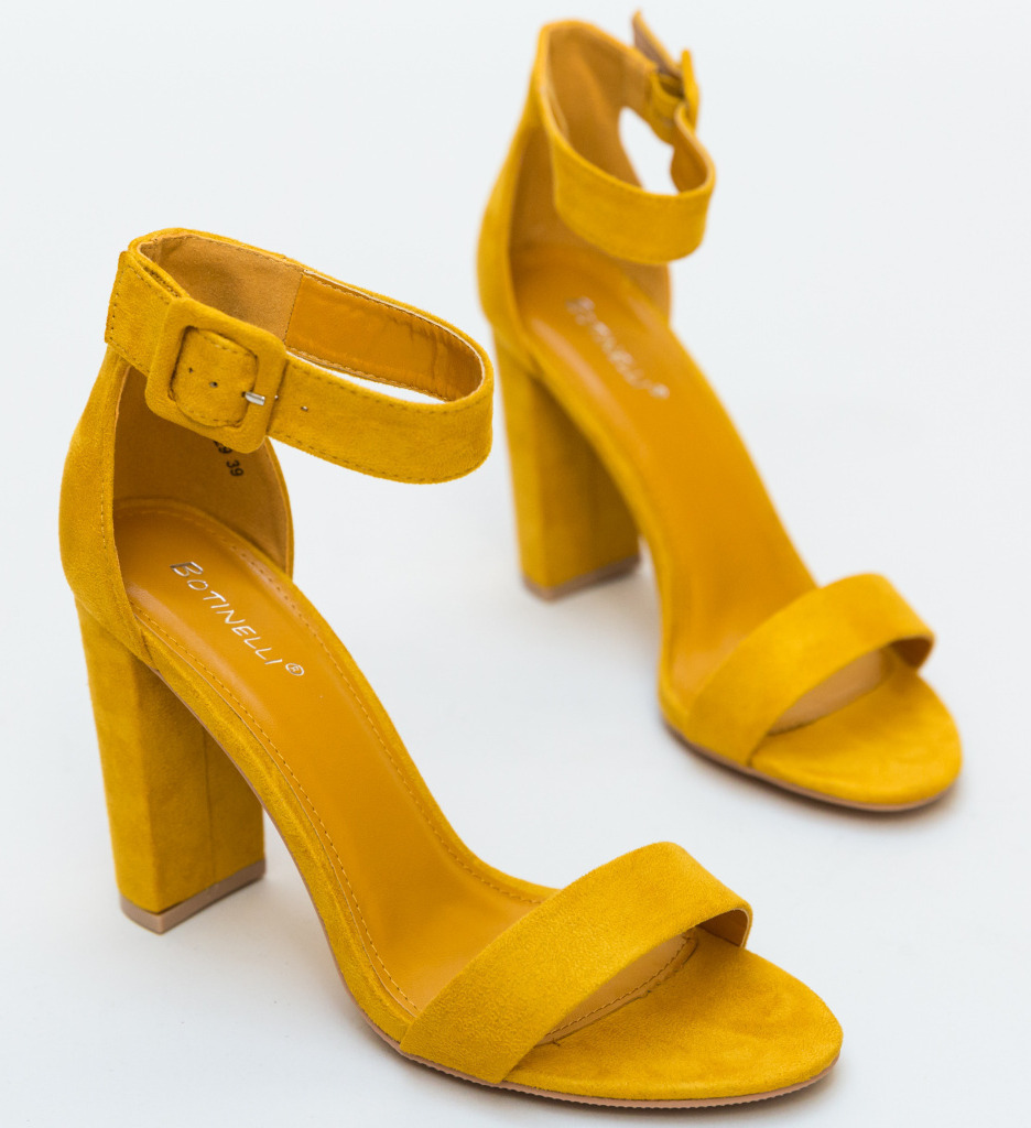 Sandale Galbene cu Toc Semuel | Eleganță Vară - imagine 6