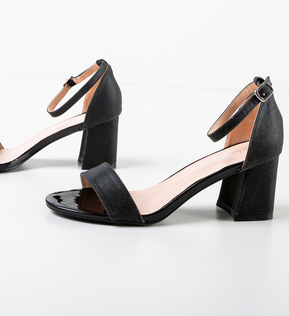 Sandale Parker Negre Elegante cu Toc - imagine 5