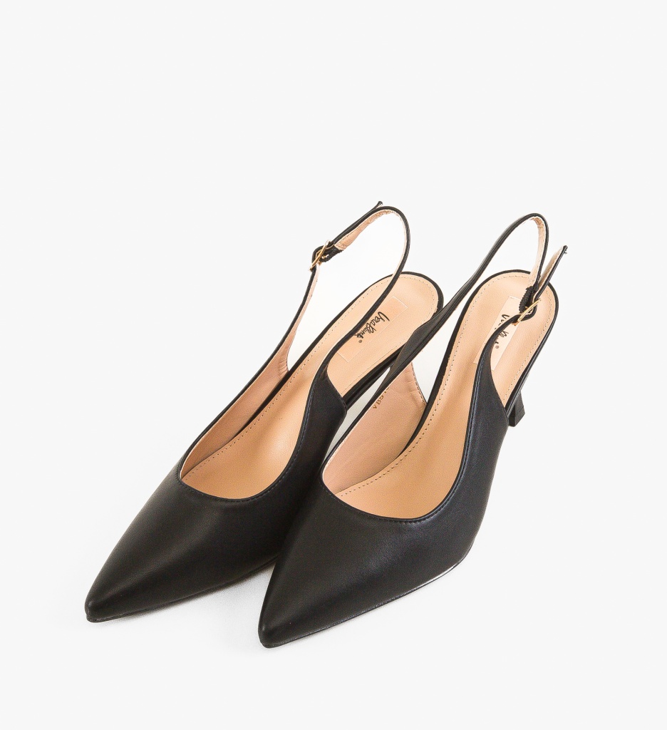 Pantofi Sanders Negri Eleganți cu Toc - imagine 5