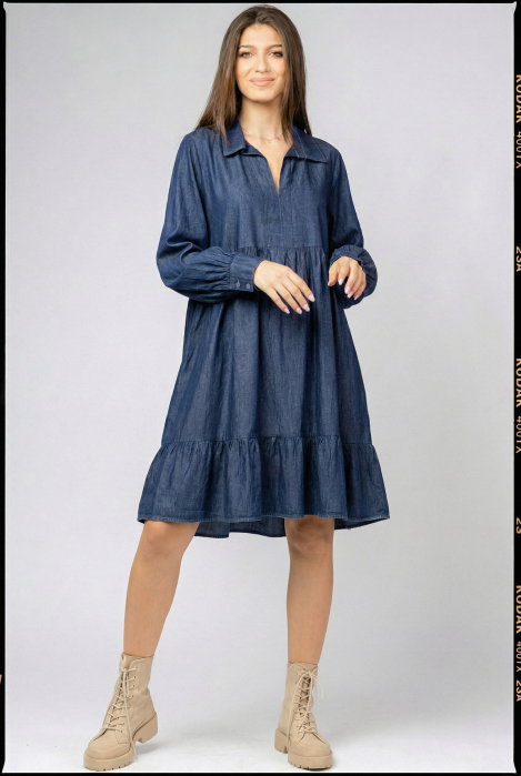 Rochie Denim Bumbac Shopika - Croi Lejer Elegant